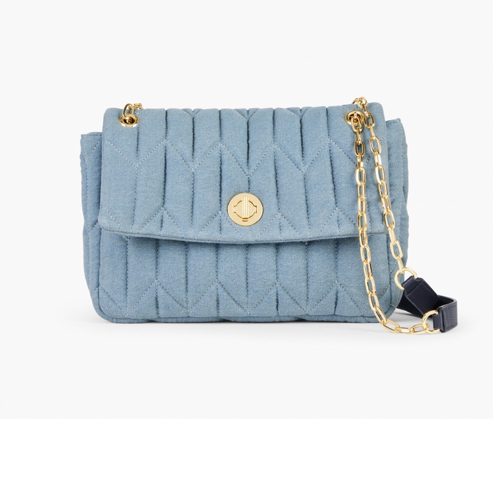 Talbots NWT CHAIN STRAP CROSSBODY BAG - QUILTED DENIM